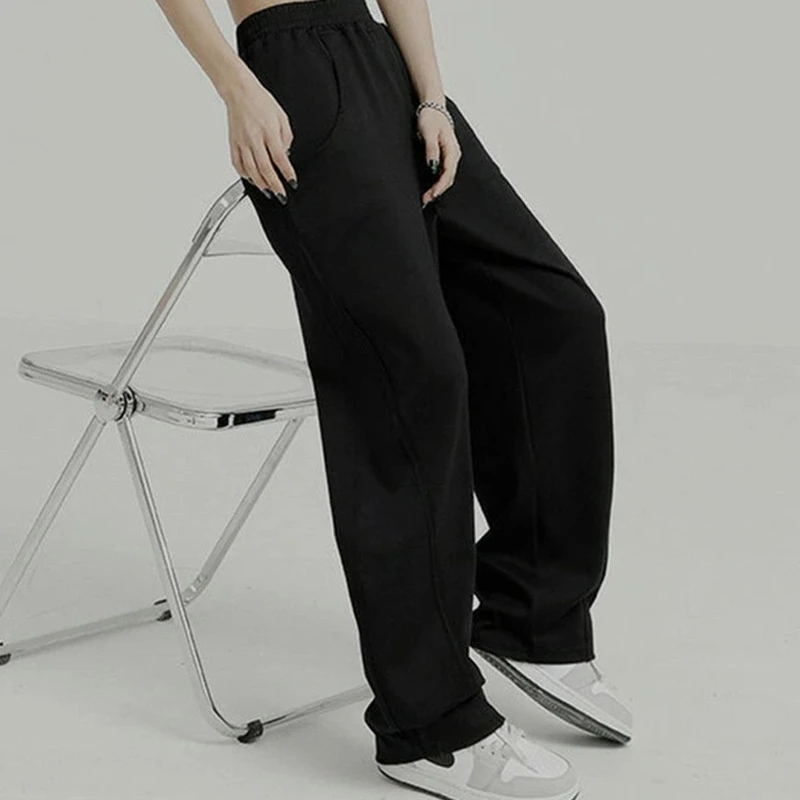 TT Pantalon décontracté pour homme, respirant, taille mi-haute élastique, coupe droite ample, tombé fluide, infroissable, mi-saison